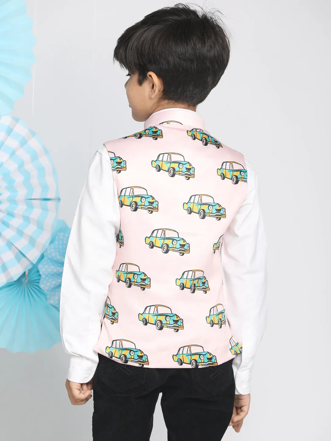 VASTRAMAY Boys Multicolor-Base-Peach Nehru Jacket