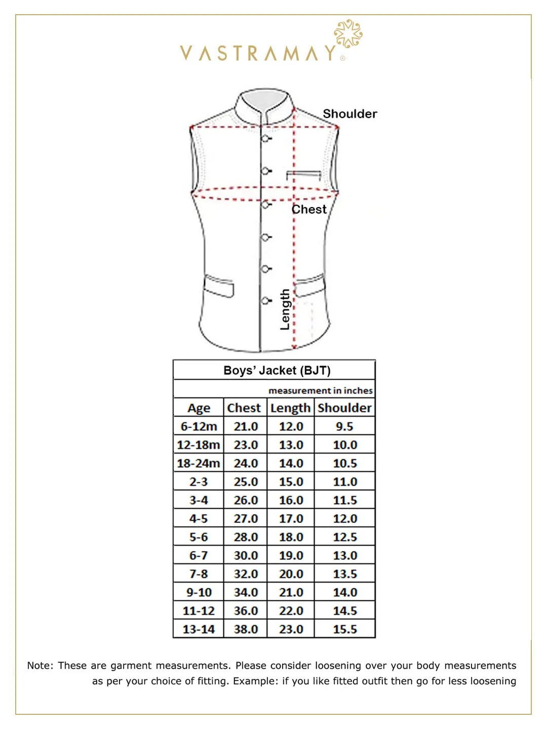 VASTRAMAY Boys Multicolor-Base-Peach Nehru Jacket