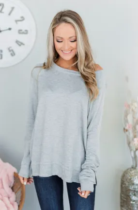 Wake Up The Day Long Sleeve Top- Grey