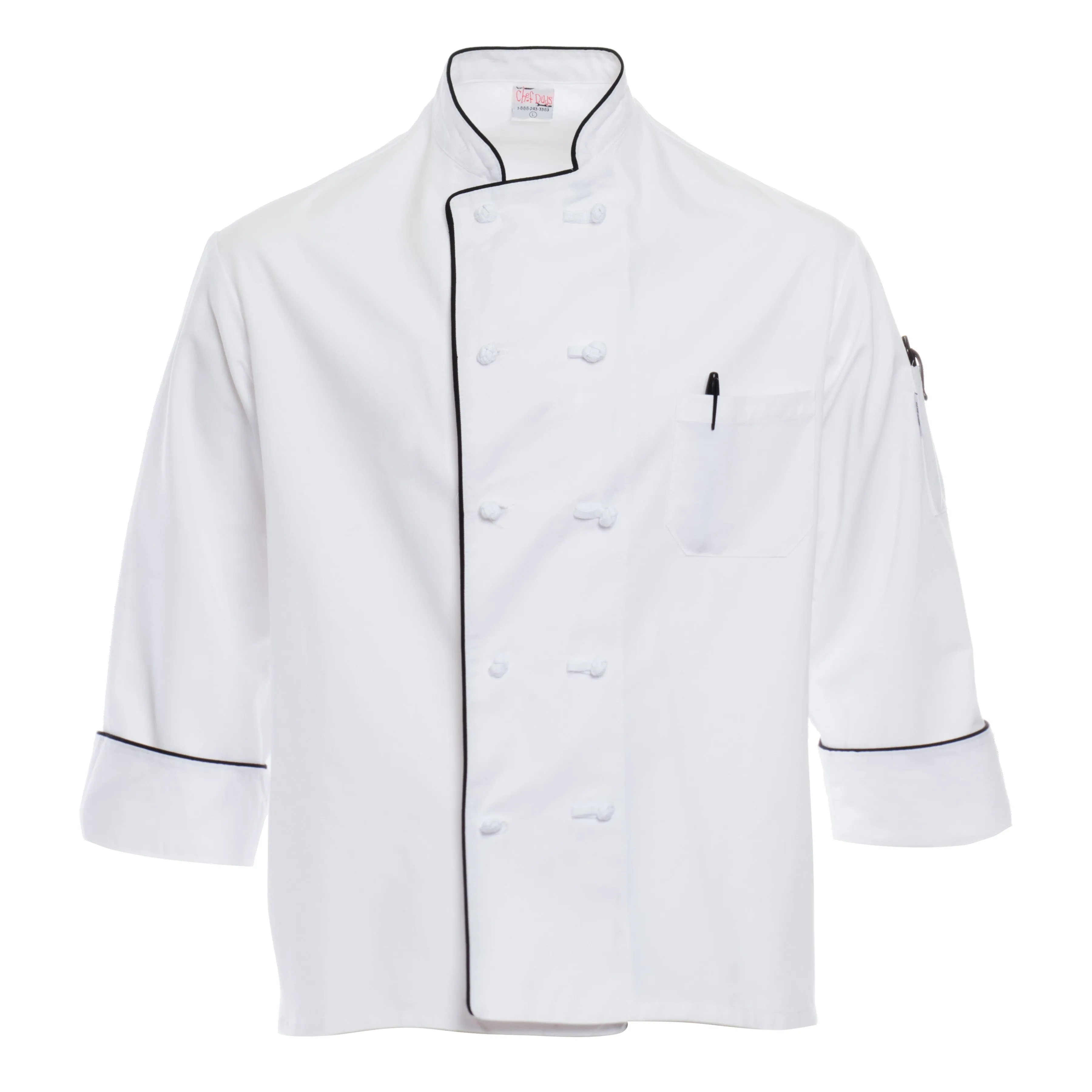 White Executive Chef Coat with Black Piping 4711