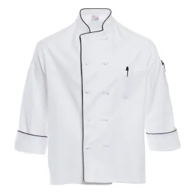 White Executive Chef Coat with Black Piping 4711