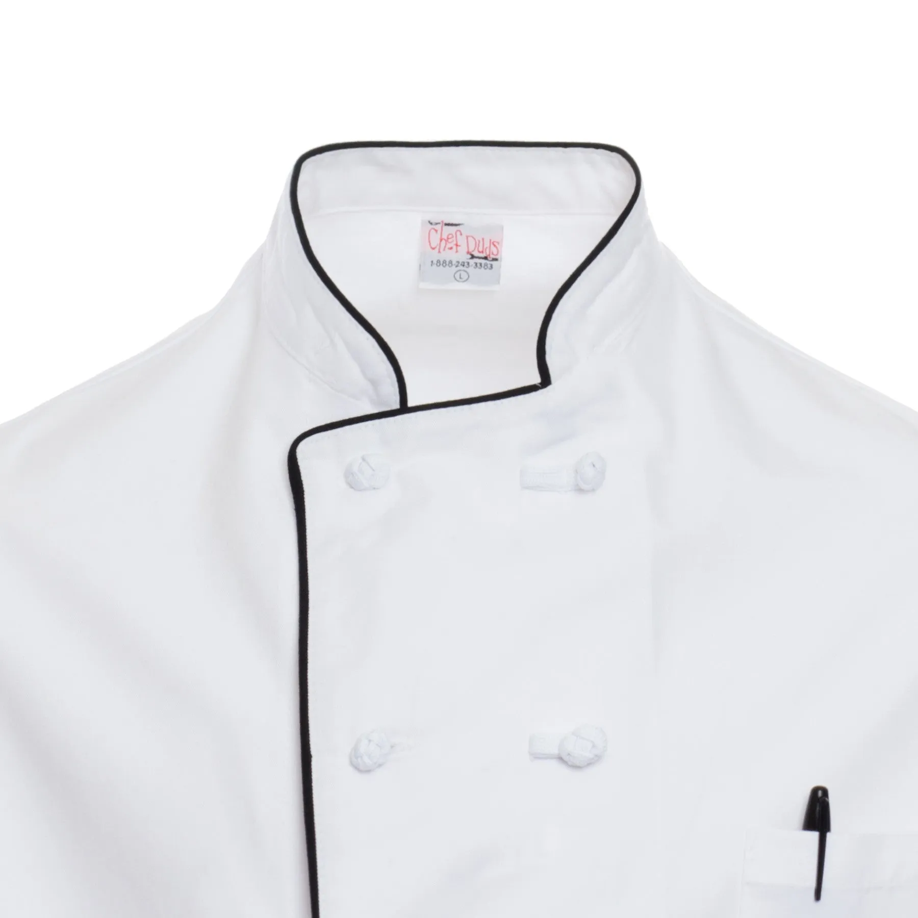 White Executive Chef Coat with Black Piping 4711