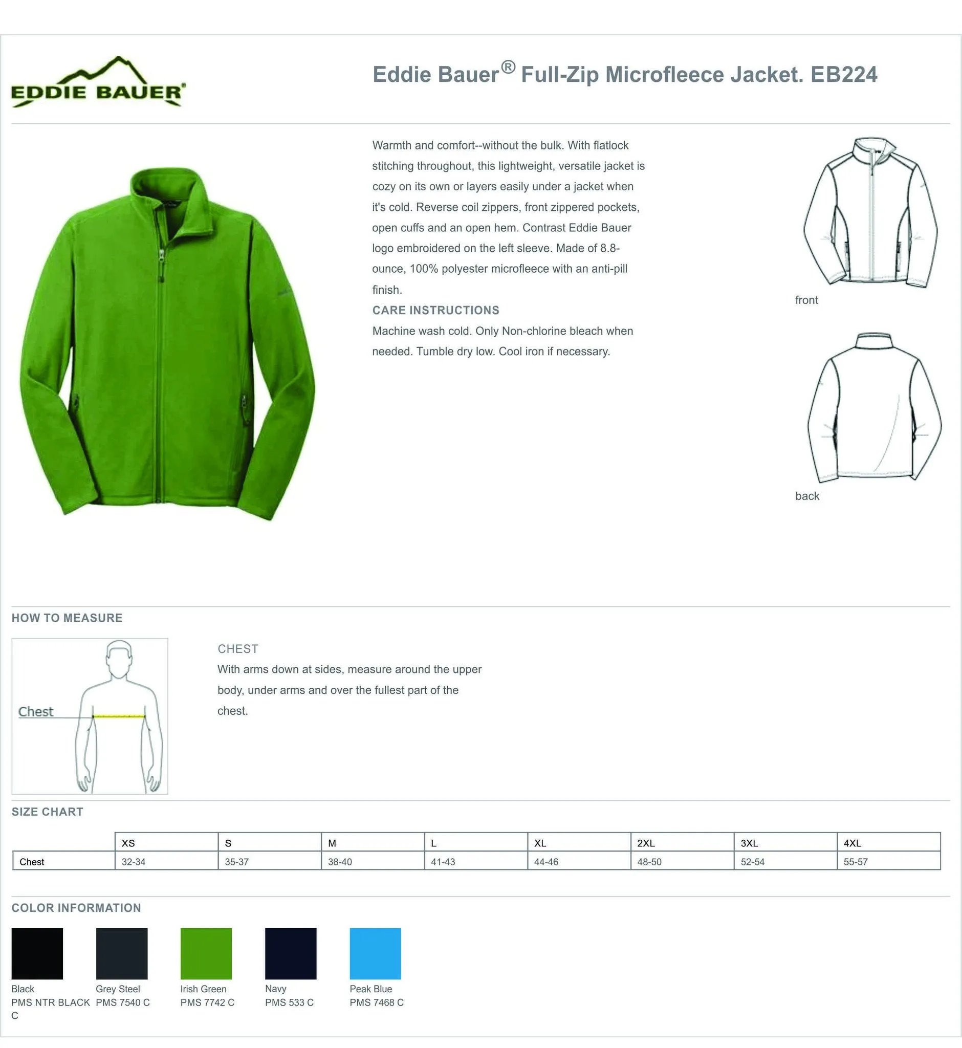 Wilford EB224 Men's Eddie Bauer Full-Zip Microfleece Jacket