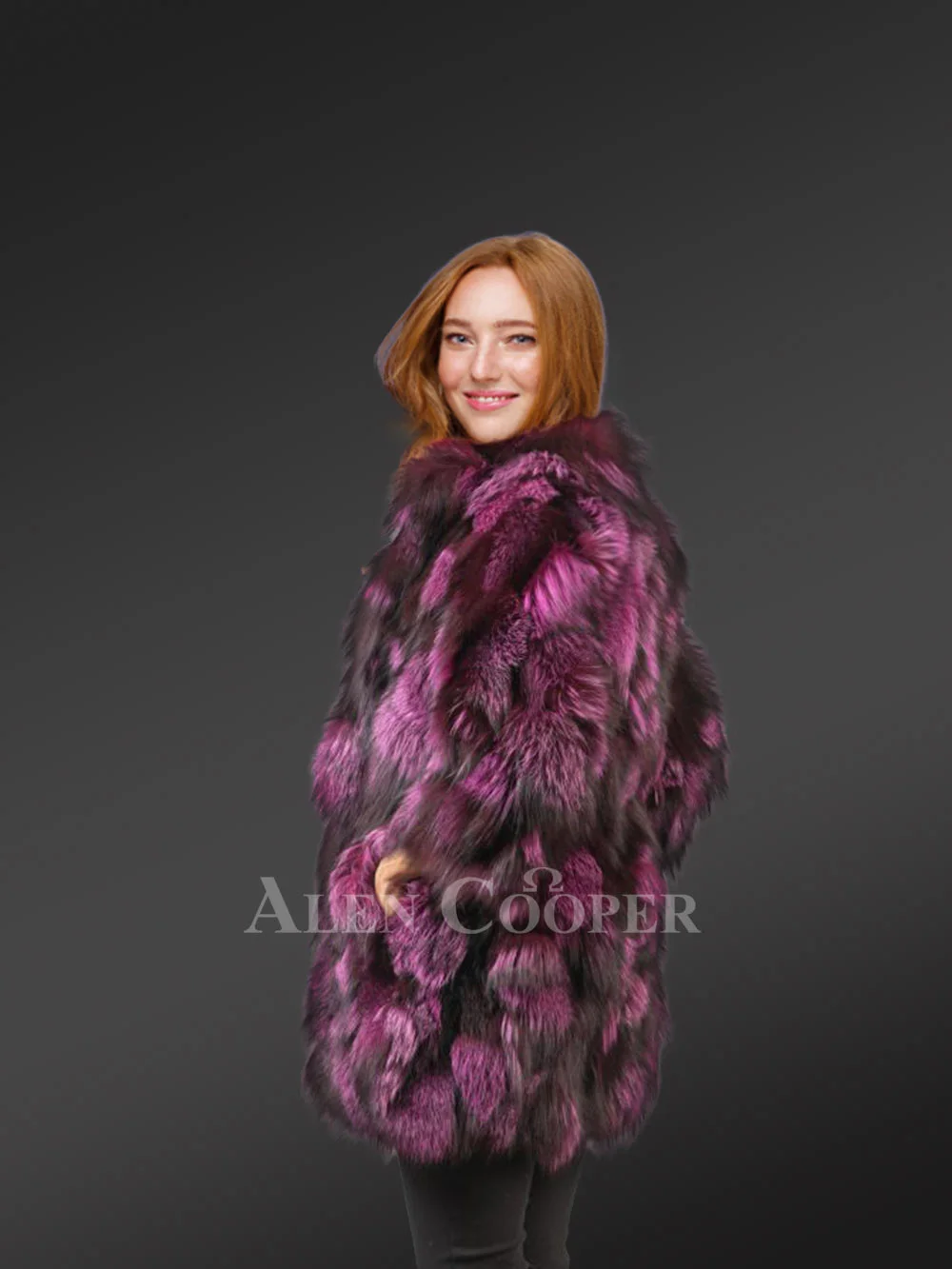 Womens Colorful Fox Fur Coat