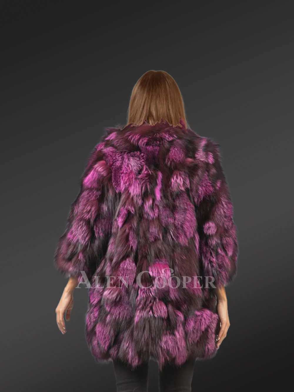 Womens Colorful Fox Fur Coat