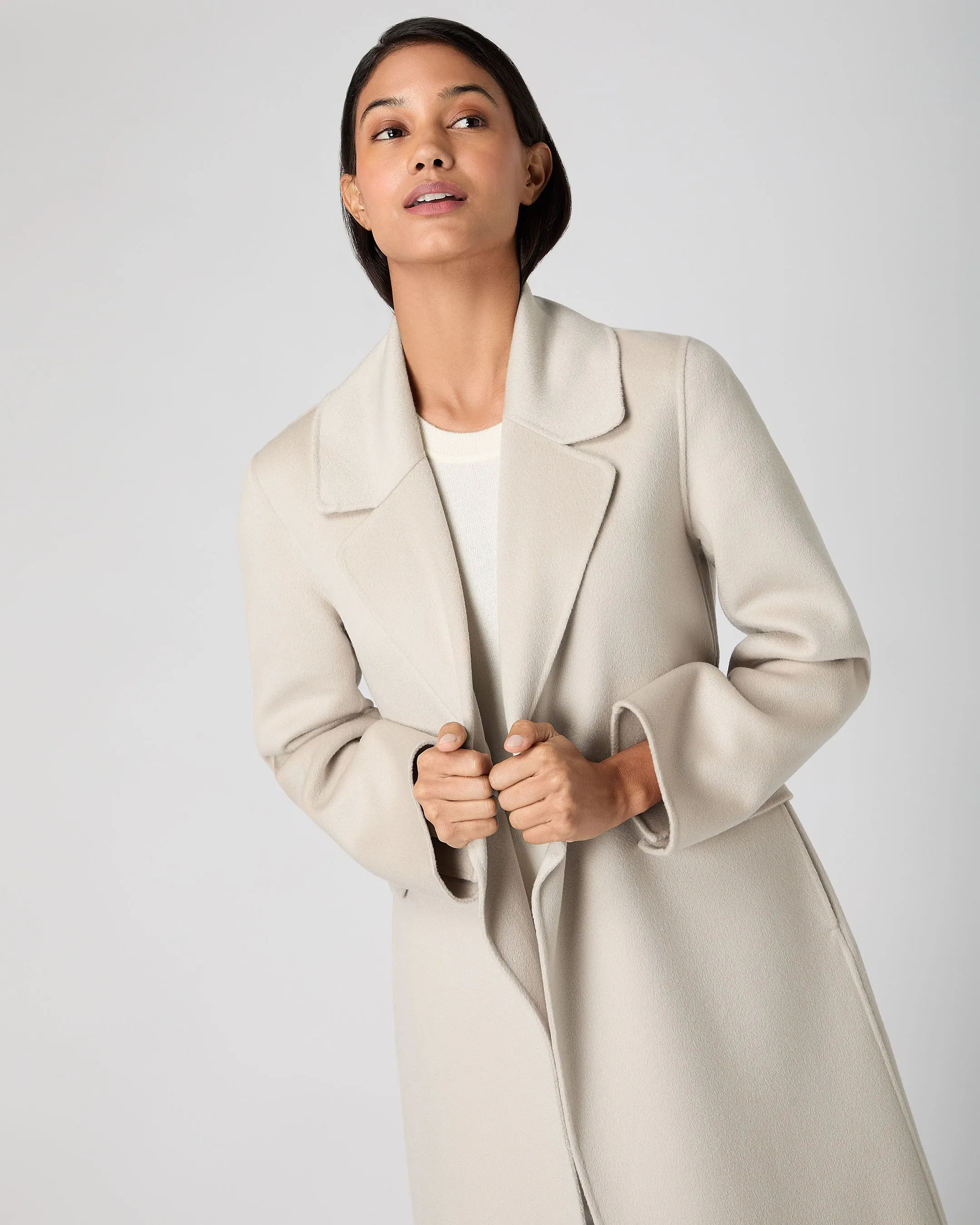 Women's Notch Lapel Cashmere Coat Cream