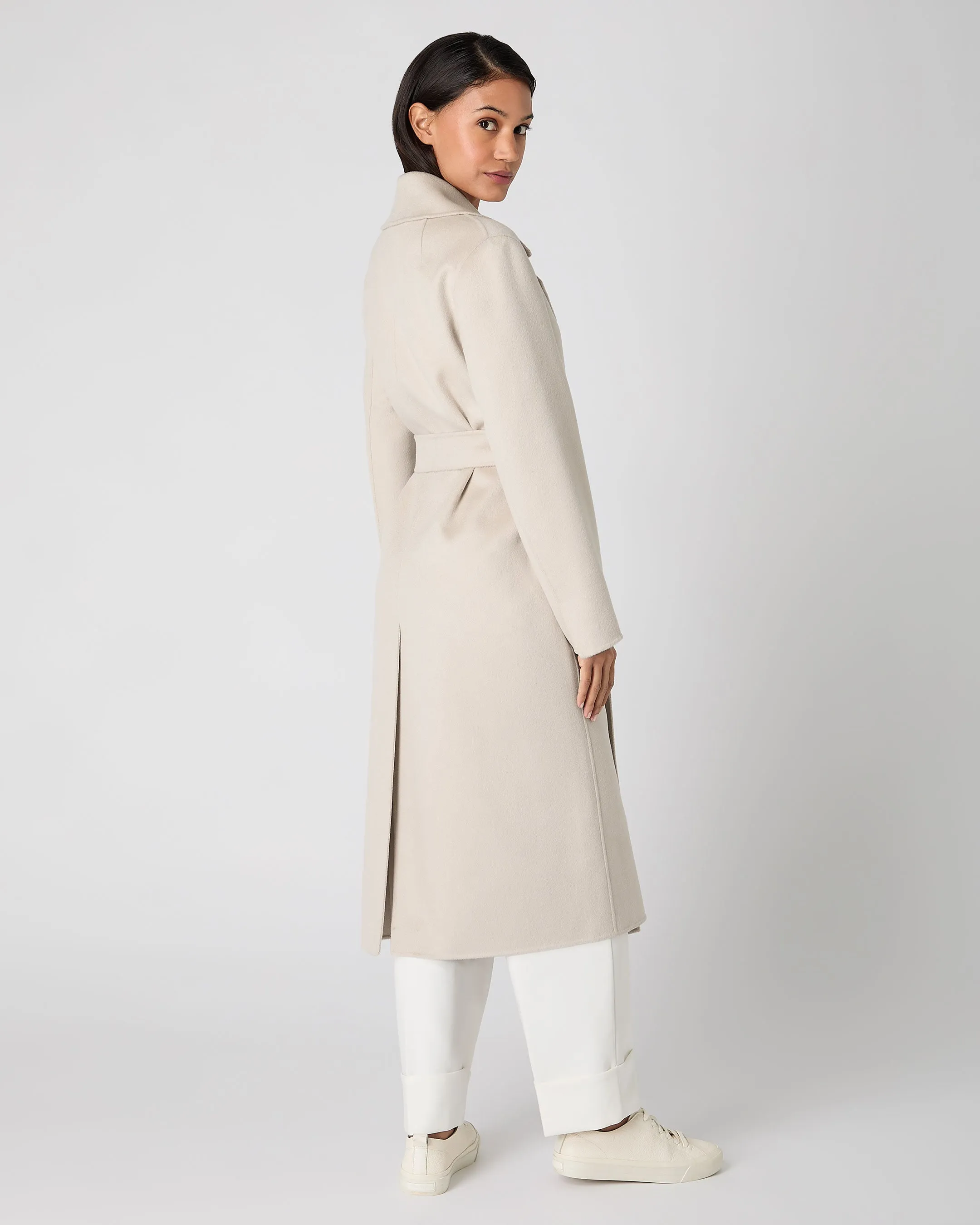 Women's Notch Lapel Cashmere Coat Cream