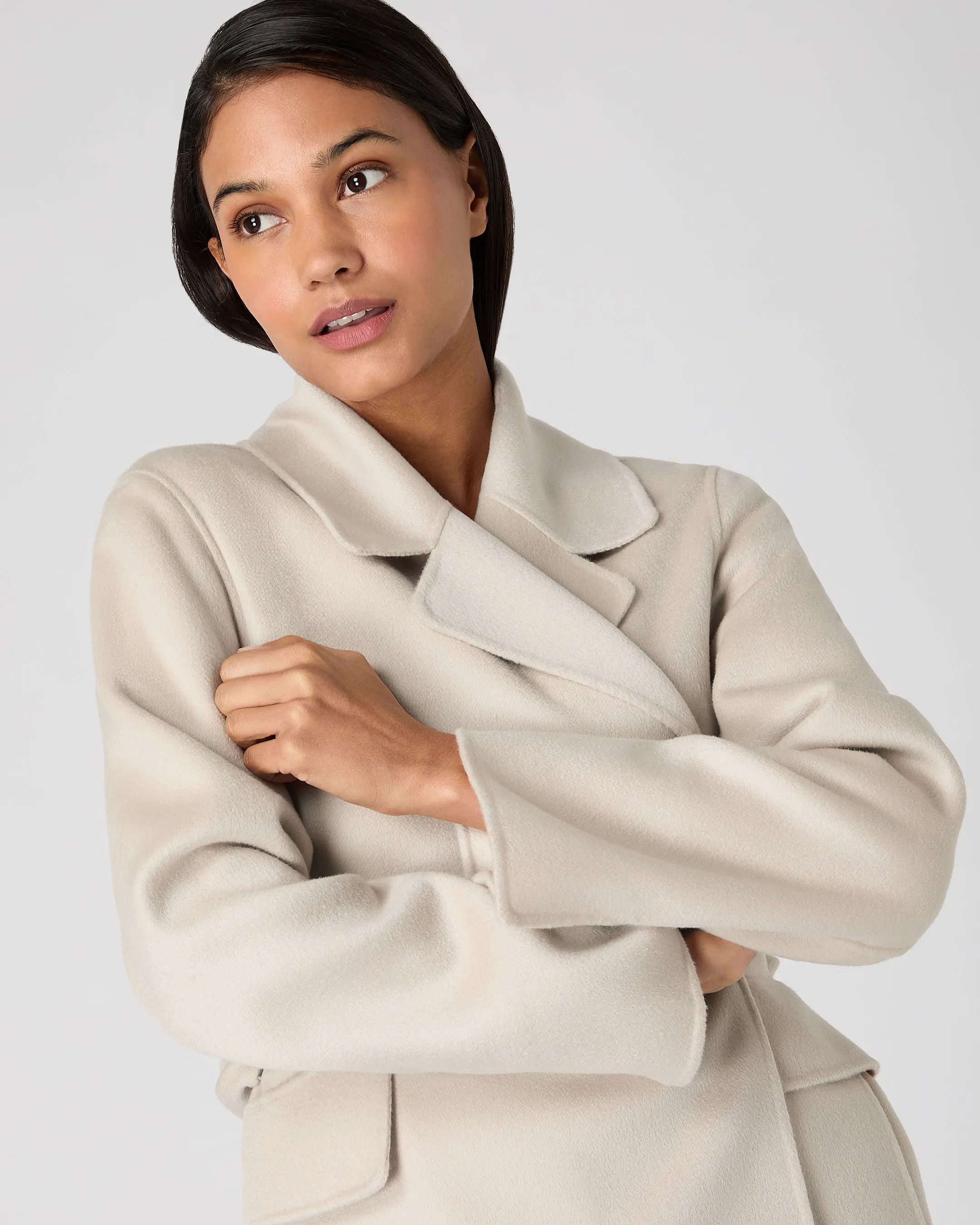 Women's Notch Lapel Cashmere Coat Cream