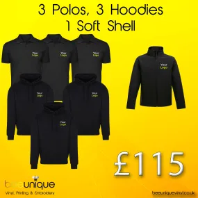 Workwear Bundle 4 | Bee Unique | Polos, Hoodies & Softshell