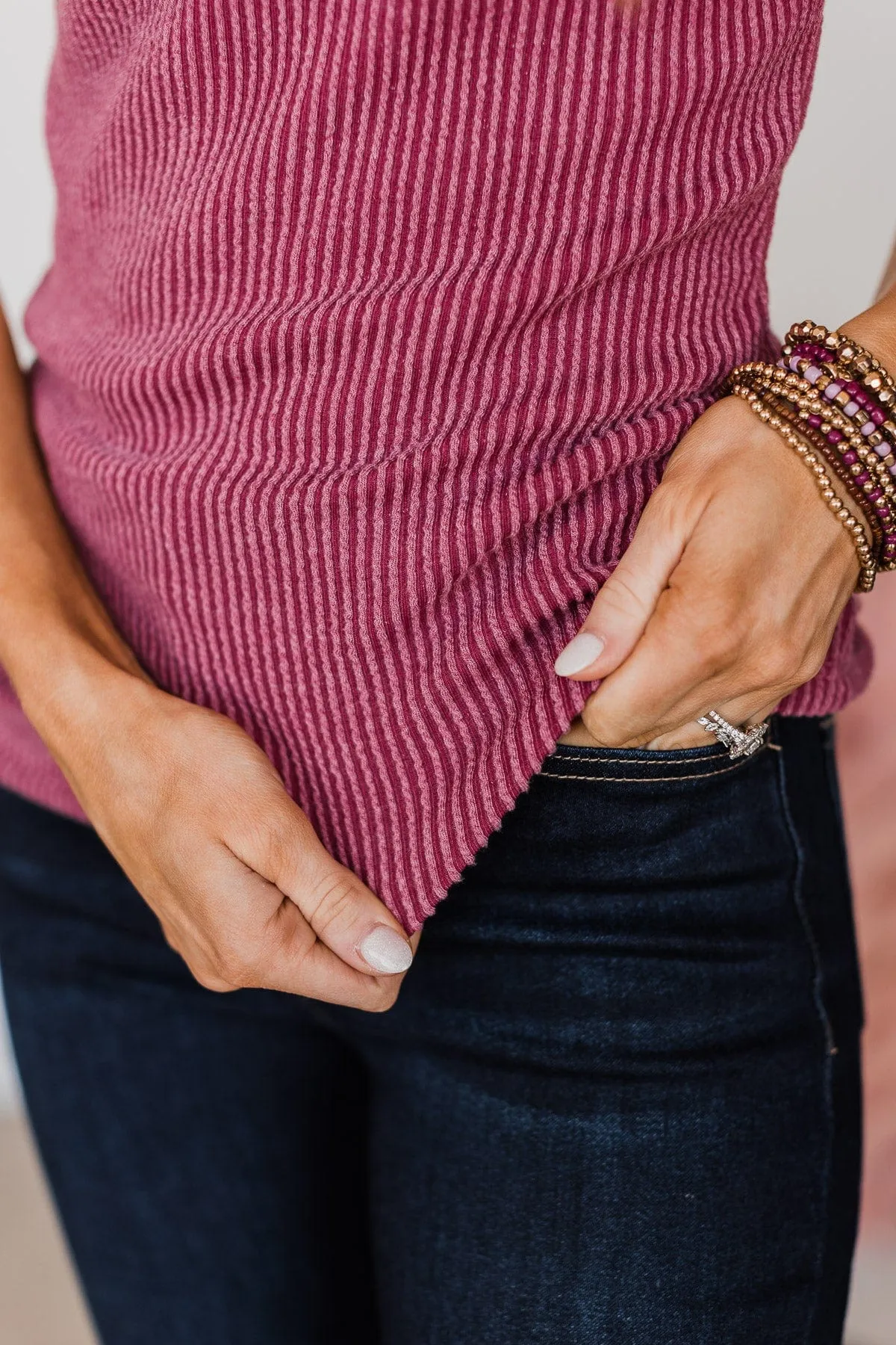 Yours Forever Ribbed Knit Tank Top- Berry